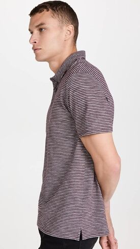 Vince Men's Slub Stripe S/S Polo in Kuwait