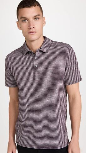 Vince Men's Slub Stripe S/S Polo in Kuwait