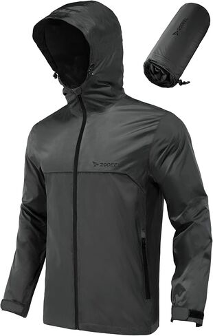Rodeel Men's Waterproof Rain Lightweight Reusable Hiking Hooded Coat Jacket for Outdoor Activities in Saudi Arabia
