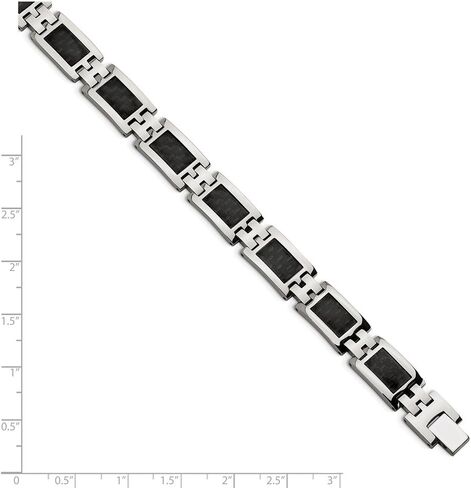 Black Bow Jewelry Men's 12mm Stainless Steel Carbon Fiber Link Bracelet, 9.25 Inch in Saudi Arabia