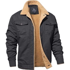MAGNIVIT Men's Cotton Cargo Jacket Winter Sherpa Fleece Lined Work Jacket Coats with 5 Pockets in Saudi Arabia