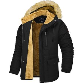 MAGCOMSEN Men's Winter Coat Puffer Jacket Thicken Warm Fur Down Parka Jackets with Removable Hood