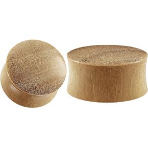 BIG GAUGES Pair of Teak Wood Double Flared Saddle Piercing Jewelry Ear Stretcher Plugs Flesh Earring Lobe