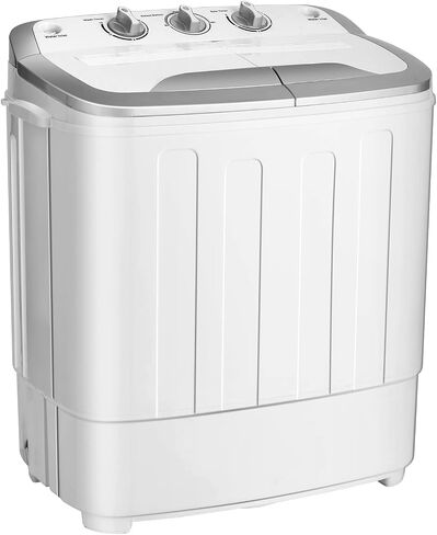 Giantex Portable Washing Machine, 13lbs Mini Twin Tub, 8Lbs Washer & 5Lbs Spinner, Compact Laundry Washer Combo, Built-in Pump Drain, Apartments RVs and Dorms (White & Black) in Saudi Arabia