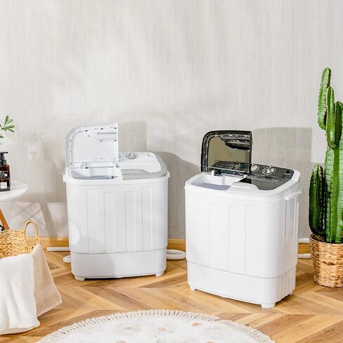 Giantex Portable Washing Machine, 13lbs Mini Twin Tub, 8Lbs Washer & 5Lbs Spinner, Compact Laundry Washer Combo, Built-in Pump Drain, Apartments RVs and Dorms (White & Black) in Saudi Arabia