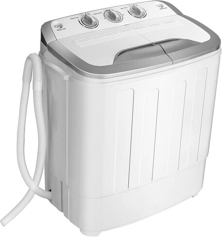 Giantex Portable Washing Machine, 13lbs Mini Twin Tub, 8Lbs Washer & 5Lbs Spinner, Compact Laundry Washer Combo, Built-in Pump Drain, Apartments RVs and Dorms (White & Black) in Saudi Arabia