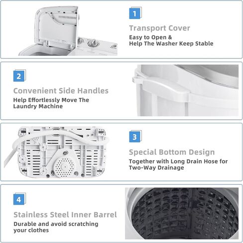 Giantex Portable Washing Machine, 13lbs Mini Twin Tub, 8Lbs Washer & 5Lbs Spinner, Compact Laundry Washer Combo, Built-in Pump Drain, Apartments RVs and Dorms (White & Black) in Saudi Arabia