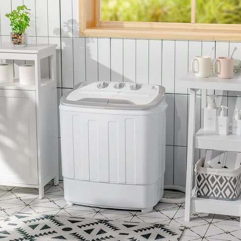 Giantex Portable Washing Machine, 13lbs Mini Twin Tub, 8Lbs Washer & 5Lbs Spinner, Compact Laundry Washer Combo, Built-in Pump Drain, Apartments RVs and Dorms (White & Black) in Saudi Arabia