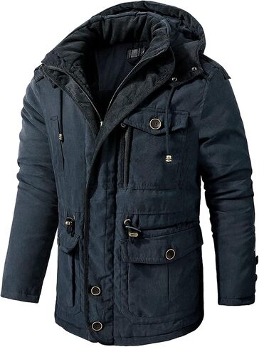 EUSMTD Men's Heavyweight Coat Sherpa fleece Lined Parka Winter Warm Hooded Jacket in Saudi Arabia