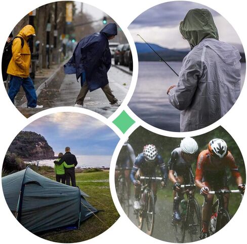 SKYSPER Rain Poncho for Adults, Hooded Raincoat for Women Men with Reflective Stripe and Front Pocket Lightweight Waterproof Reusable Rain Coat Outdoor Hiking Camping Emergency Rain Gear Black in Saudi Arabia