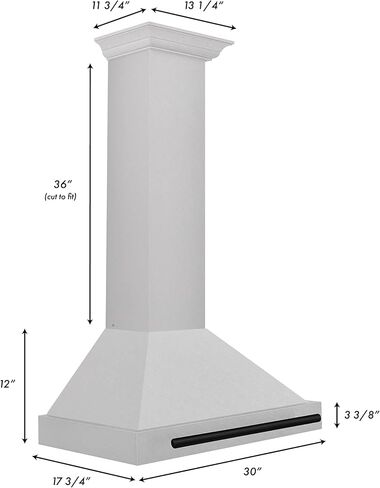 ZLINE 30" Autograph Edition DuraSnow® Stainless Steel Range Hood with DuraSnow® Stainless Steel Shell and Matte Black Handle in Saudi Arabia