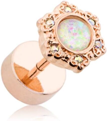 Covet Jewelry Rose Gold Opal Ornate Multi-Gem Faux Plug in Kuwait