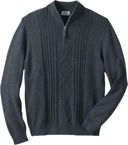 Liberty Blues Men's Big & Tall ™ Shoreman's Quarter Zip Cable Knit Sweater in Kuwait