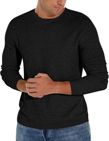 Sailwind Men's Crewneck Lightweight Wool Structured Sweater Casual Knit Pullover in Kuwait