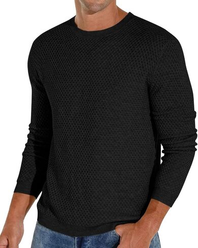 Sailwind Men's Crewneck Lightweight Wool Structured Sweater Casual Knit Pullover in Kuwait