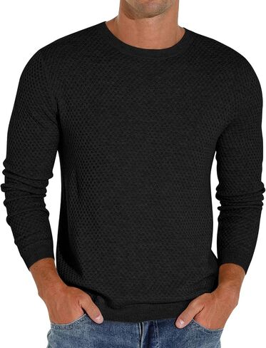 Sailwind Men's Crewneck Lightweight Wool Structured Sweater Casual Knit Pullover in Kuwait