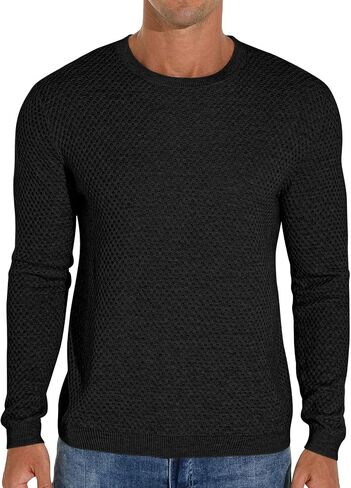 Sailwind Men's Crewneck Lightweight Wool Structured Sweater Casual Knit Pullover in Kuwait