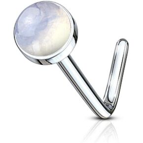BodyJewelryOnline Nose Studs Rings 20G 316L Stainless Steel Nose Screw Body Piercing Rings with Semi Precious Stone Unisex in Saudi Arabia