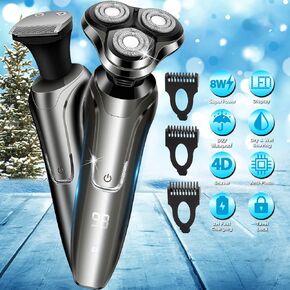Electric Razor for Men,Electric Shavers for Men IPX7 Waterproof Mens Shaver Rechargeable with Beard Trimmer, 4 in 1 3D Rotary Mens Razor Shaver Kit Cordless Shaving Machines for Husband Father Gift in Saudi Arabia