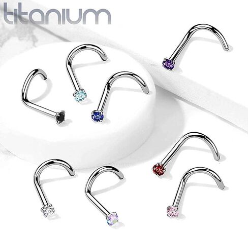 Nose Screw with Prong CZ Titanium Nose Rings in Saudi Arabia