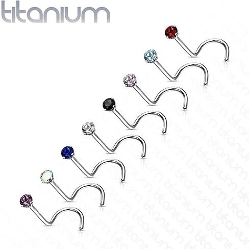 Nose Screw with Prong CZ Titanium Nose Rings in Saudi Arabia