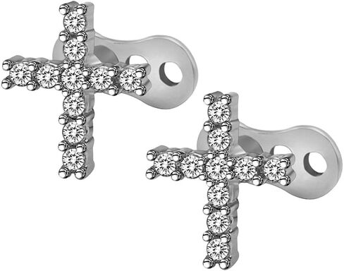 joyMerit Titanium Steel Crystal Dermal Anchor Top Base - Cross in Saudi Arabia