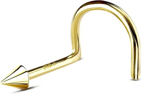 COCHARM الذهب الحقيقي 20 جرام مسمار الأنف للرجال سبايك 14 كيلو الصلبة الذهب الماس المفتاح خواتم الأنف الصغيرة in Saudi Arabia