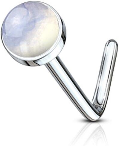 BodyJewelryOnline Nose Studs Rings 20G 316L Stainless Steel Nose Screw Body Piercing Rings with Semi Precious Stone Unisex in Saudi Arabia