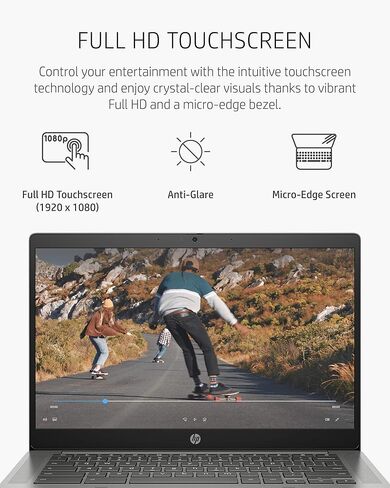 HP Chromebook 14" Laptop, AMD Athlon Silver 3050C, 4 GB RAM, 64 GB eMMC Storage, IPS Touchscreen, Chrome OS(14b-na0010nr) (Renewed) in Saudi Arabia
