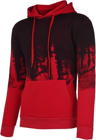 Ymosrh Mens Hoodies Pullover Men Gradient Color Pullover Long Sleeve Hooded Sweatshirt Tops Blouse Hoodies Pullover in Kuwait