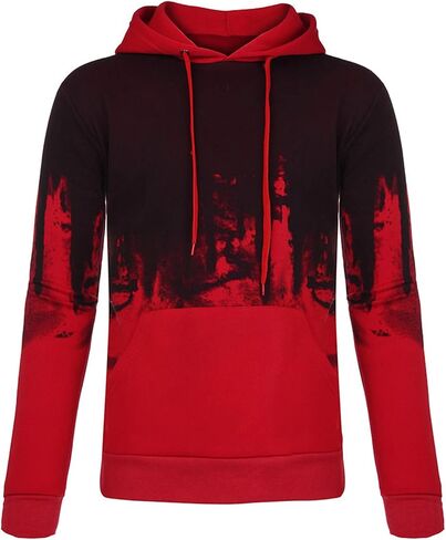 Ymosrh Mens Hoodies Pullover Men Gradient Color Pullover Long Sleeve Hooded Sweatshirt Tops Blouse Hoodies Pullover in Kuwait