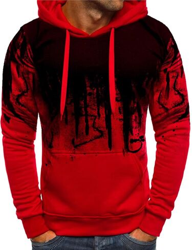 Ymosrh Mens Hoodies Pullover Men Gradient Color Pullover Long Sleeve Hooded Sweatshirt Tops Blouse Hoodies Pullover in Kuwait
