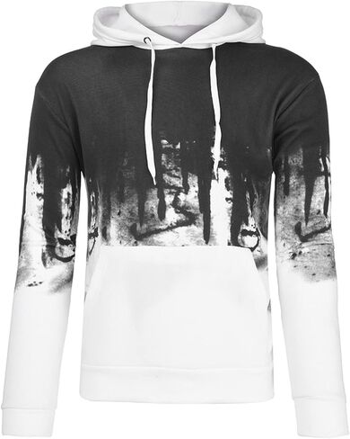 Ymosrh Mens Hoodies Pullover Men Gradient Color Pullover Long Sleeve Hooded Sweatshirt Tops Blouse Hoodies Pullover in Kuwait