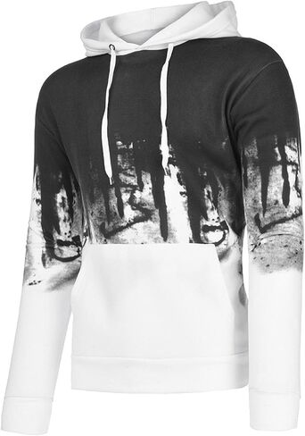Ymosrh Mens Hoodies Pullover Men Gradient Color Pullover Long Sleeve Hooded Sweatshirt Tops Blouse Hoodies Pullover in Kuwait