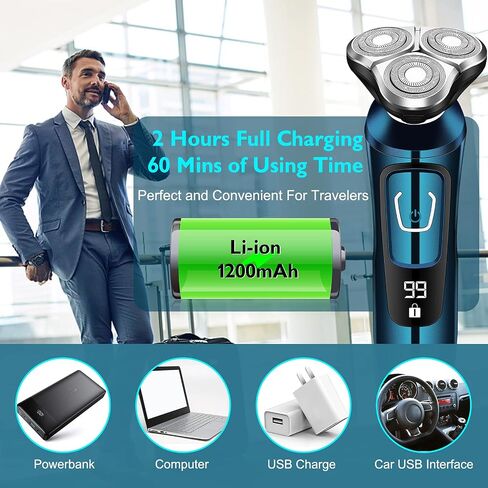 Viatia Electric Razor for Men,Electric Shavers for Men Cordless Rechargeable, Wet/Dry Mens Shaver Electric Razor for Men,Waterproof 3D Rotary Mens Razor for Shaving Gifts for Dad, Husband Boyfriend in Saudi Arabia