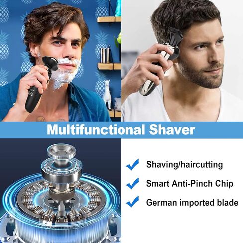 Electric Razor for Men,Electric Shavers for Men IPX7 Waterproof Mens Shaver Rechargeable with Beard Trimmer, 4 in 1 3D Rotary Mens Razor Shaver Kit Cordless Shaving Machines for Husband Father Gift in Saudi Arabia