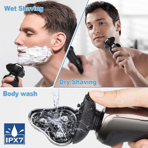 Electric Razor for Men,Electric Shavers for Men IPX7 Waterproof Mens Shaver Rechargeable with Beard Trimmer, 4 in 1 3D Rotary Mens Razor Shaver Kit Cordless Shaving Machines for Husband Father Gift in Saudi Arabia