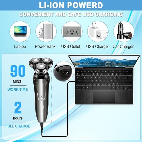 Electric Razor for Men,Electric Shavers for Men IPX7 Waterproof Mens Shaver Rechargeable with Beard Trimmer, 4 in 1 3D Rotary Mens Razor Shaver Kit Cordless Shaving Machines for Husband Father Gift in Saudi Arabia
