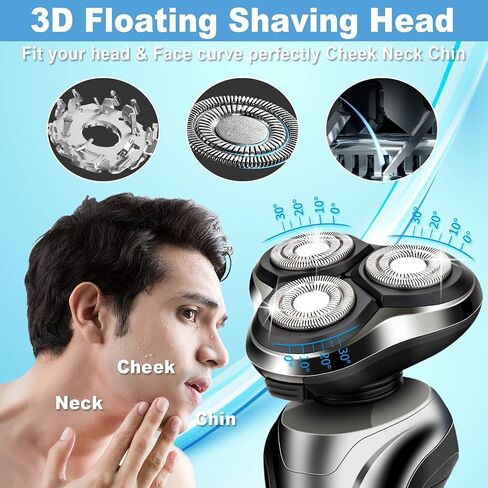Electric Razor for Men,Electric Shavers for Men IPX7 Waterproof Mens Shaver Rechargeable with Beard Trimmer, 4 in 1 3D Rotary Mens Razor Shaver Kit Cordless Shaving Machines for Husband Father Gift in Saudi Arabia