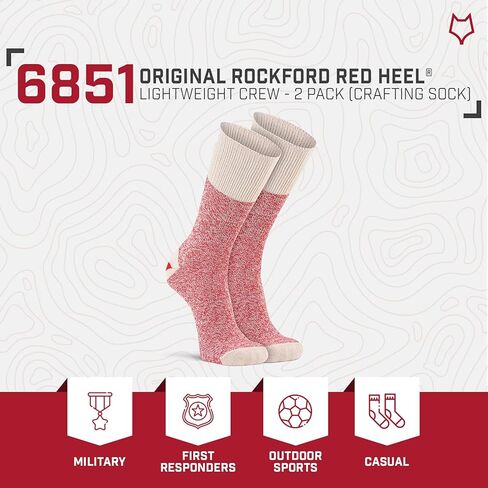 جورب قرد خفيف الوزن بكعب أحمر من Fox River Original Rockford - عبوتان in Kuwait