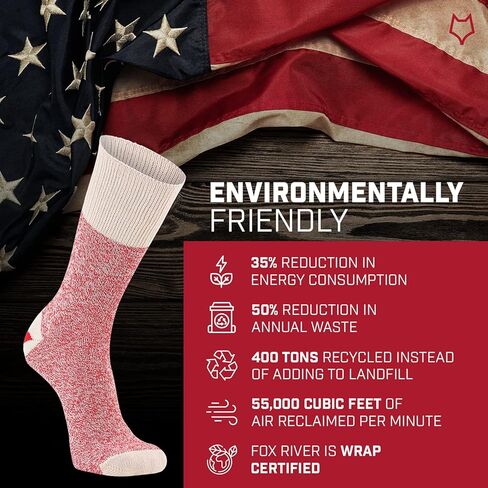 جورب قرد خفيف الوزن بكعب أحمر من Fox River Original Rockford - عبوتان in Kuwait