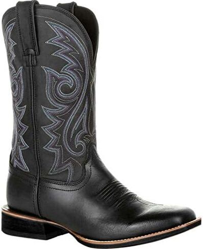 Men's Vintage Pull-On Big Wide Toe Western Cowboy Boots,Mid-Cylinder Embroidered Combat Rider Boots in Kuwait