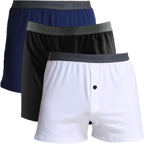 Mobarta Men's Cotton Boxers Shorts Comfortable Stretch-Knit Boxer Soft Breathable Boxers Shorts Button Fly Underwear in Saudi Arabia