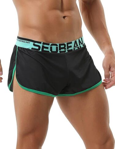 SEOBEAN Mens Low Rise Boxer Lounge Sport Split Trunks Shorts 220503 in Saudi Arabia