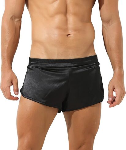 Men's Athletic Supporters Silky Jockstrap Boxers Lightweight Active Shorts Large Side Split Satin Boxers in Kuwait