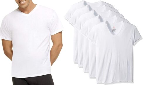 Hanes Men's Comfort Blend 6-Pack V-Neck T-Shirts (White in Saudi Arabia