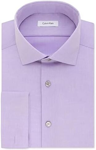 Calvin Klein Men's Dress Shirt Slim Fit Non Iron Herringbone French Cuff in Kuwait