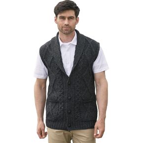 Aran Crafts Men's Wool Shawl Collar Waistcoat