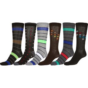 Sakkas Men's Crew High Patterned Colorful Design Dress Socks Asst Value 6-Pack in Saudi Arabia