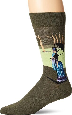 Hot Sox mens Artist Series Novelty Fashion Casual Crew Dress Sock, Sunday Afternoon (Dark Brown), 12-Jun US in Saudi Arabia